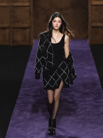 Wool-Blend Textured Hooded Cardigan &amp; Dress Set