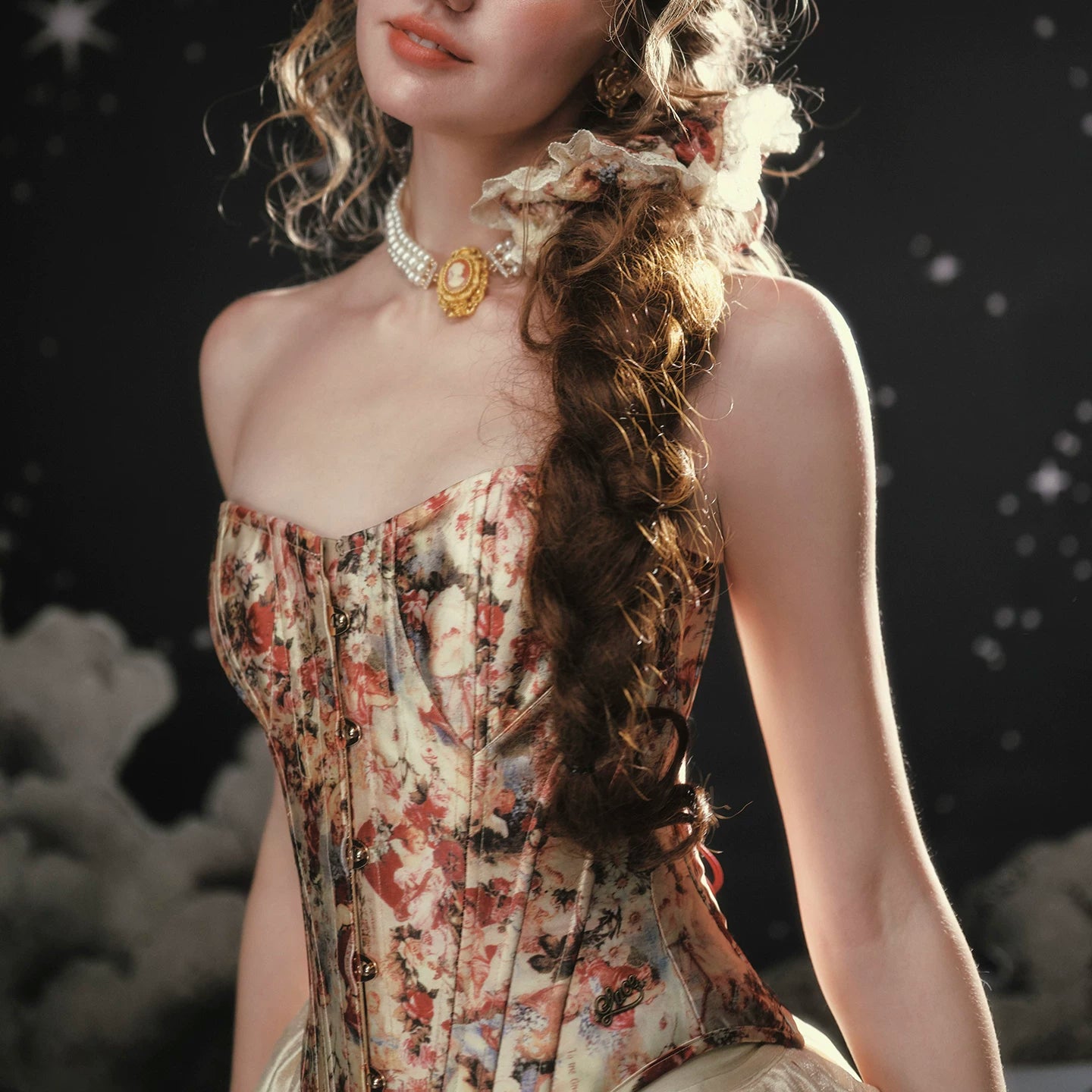 Vintage Lace-Patchwork Floral Mermaid Dress