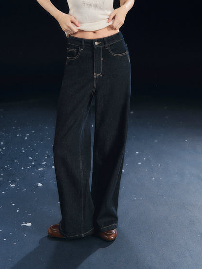Fleece-Lined Stretch Straight Jeans