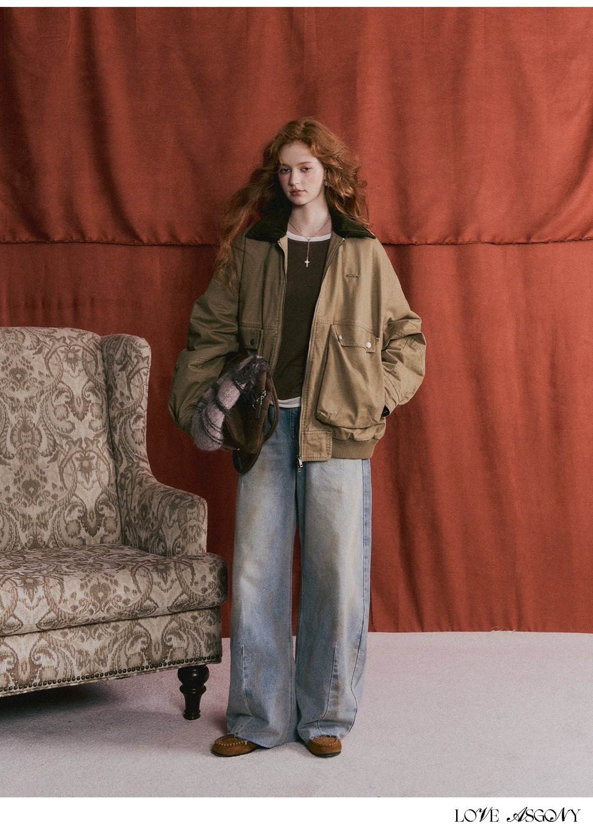 Vintage Washed Distressed Wide-Leg Denim Pants