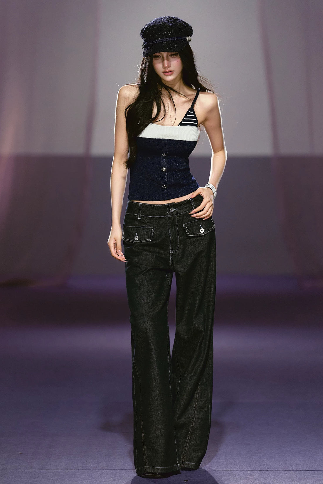 Classic Indigo High-Rise Wide-Leg Denim Trousers