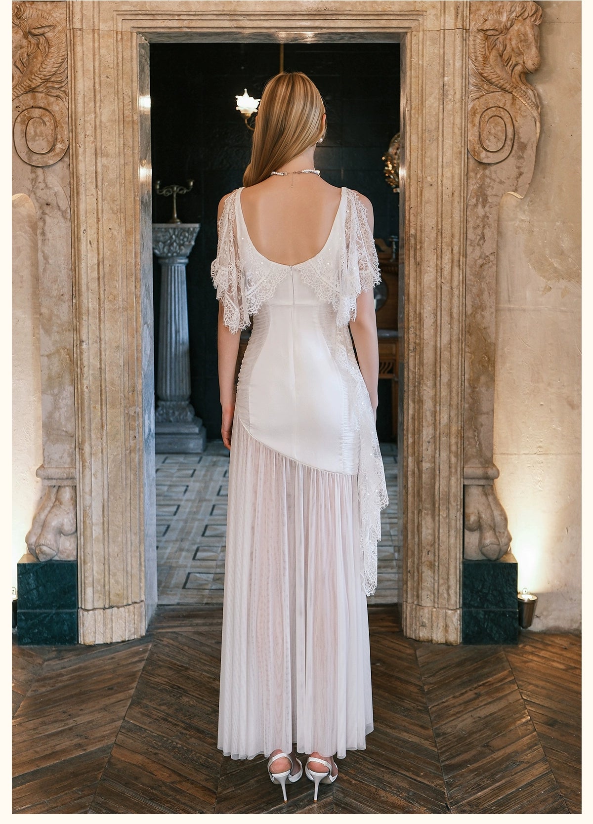 Fille Lace Panel Mesh Mermaid Dress