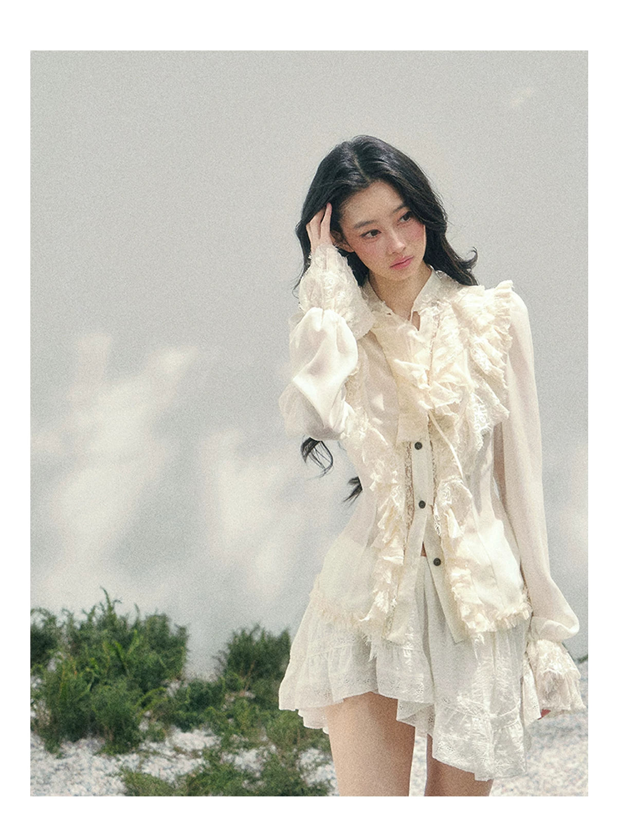 Vintage Lace Ruffle Shirt