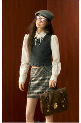 High-Waisted Plaid A-line Skirt - CHINASQUAD