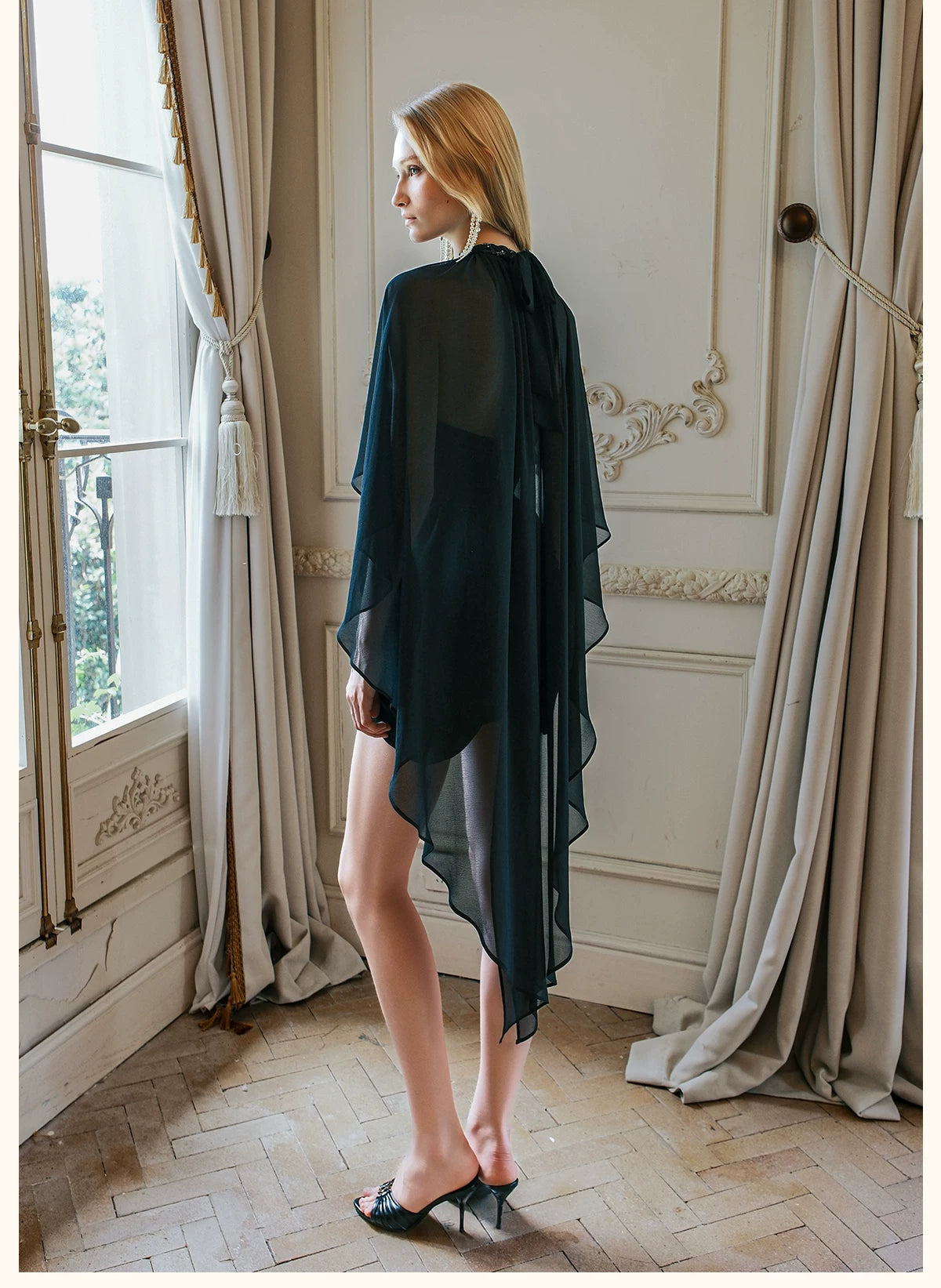 Draped Shawl Detail Halter Corset Dress