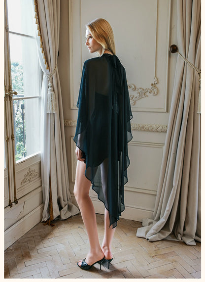 Draped Shawl Detail Halter Corset Dress