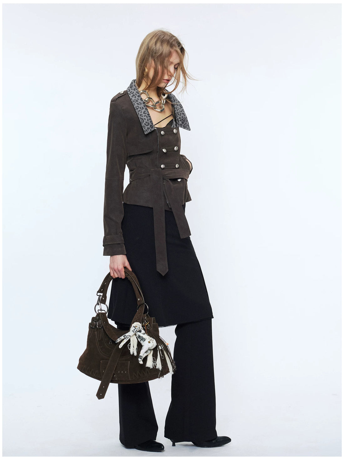 Punk Suede Short Trench Jacket