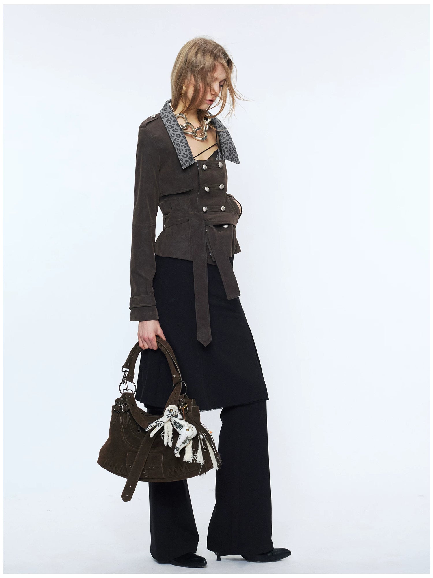 Punk Suede Short Trench Jacket
