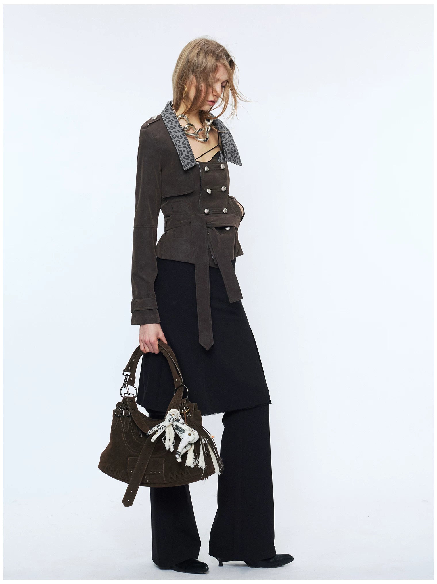 Punk Suede Short Trench Jacket