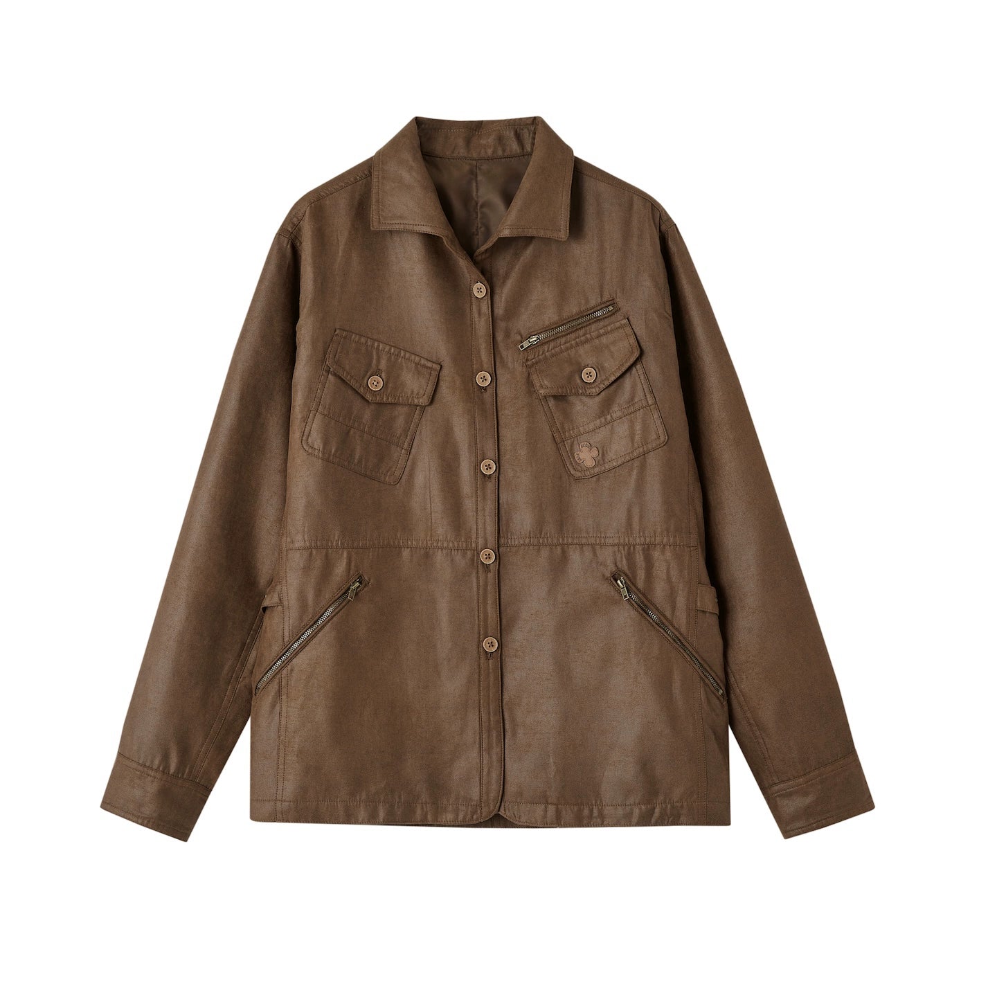 Multi-Pocket Suede Utility Jacket