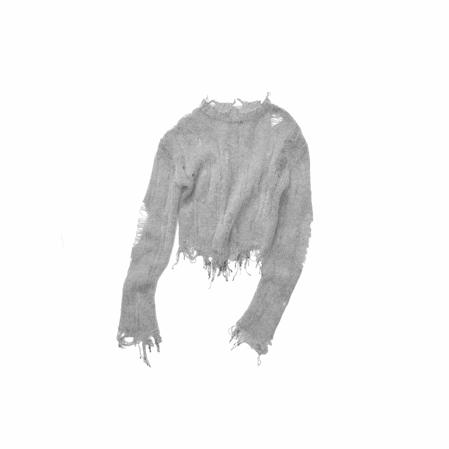 Mohair Distressed Fitted Cropped Sweater