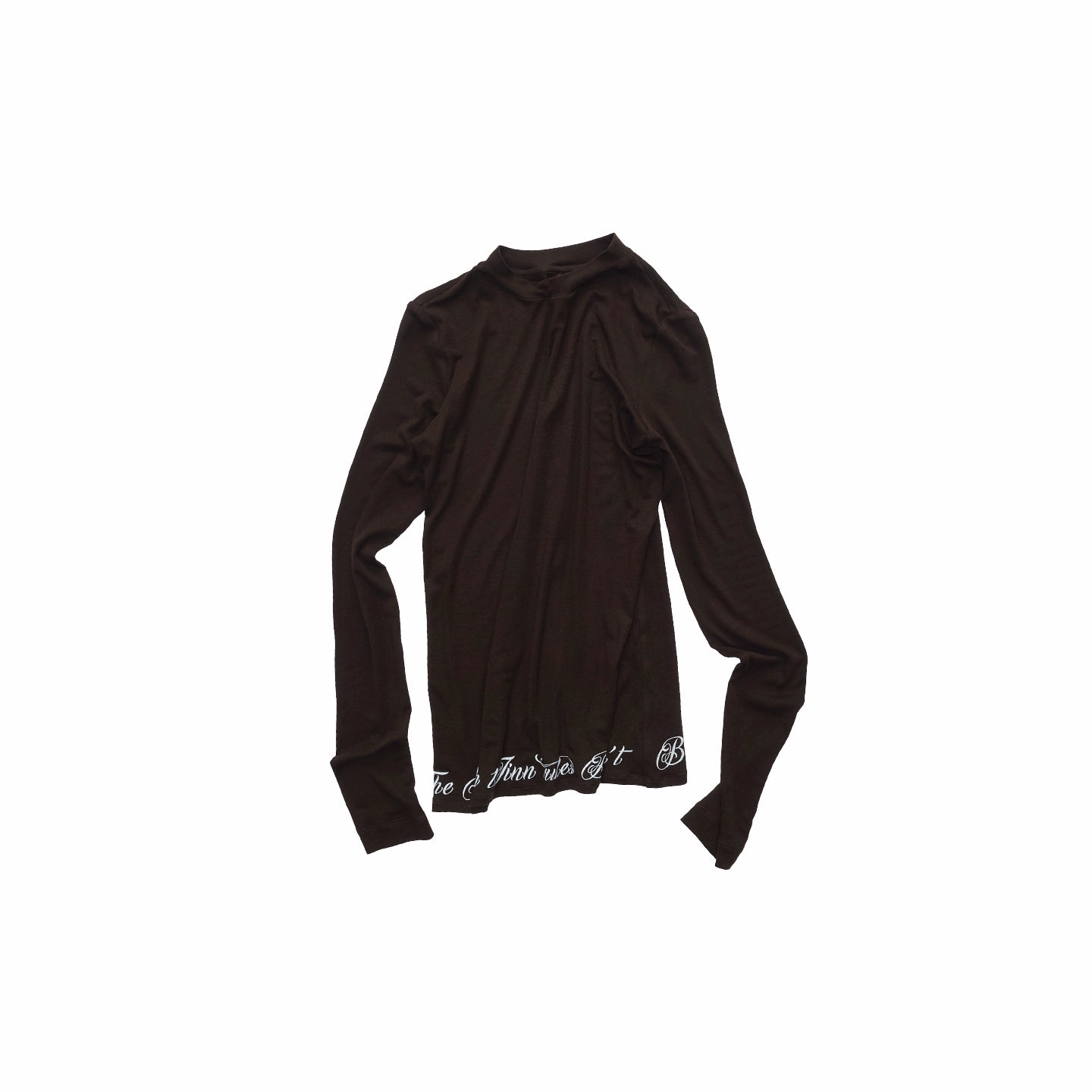Basic Round-Neck Letter Print Semi-Sheer T-Shirt