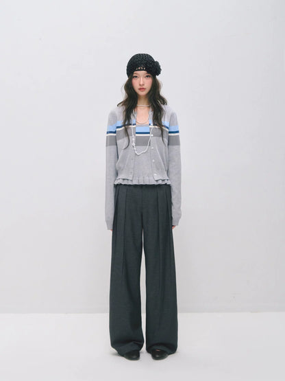 Ruffle Trim Bandeau &amp; Cardigan Knit Set