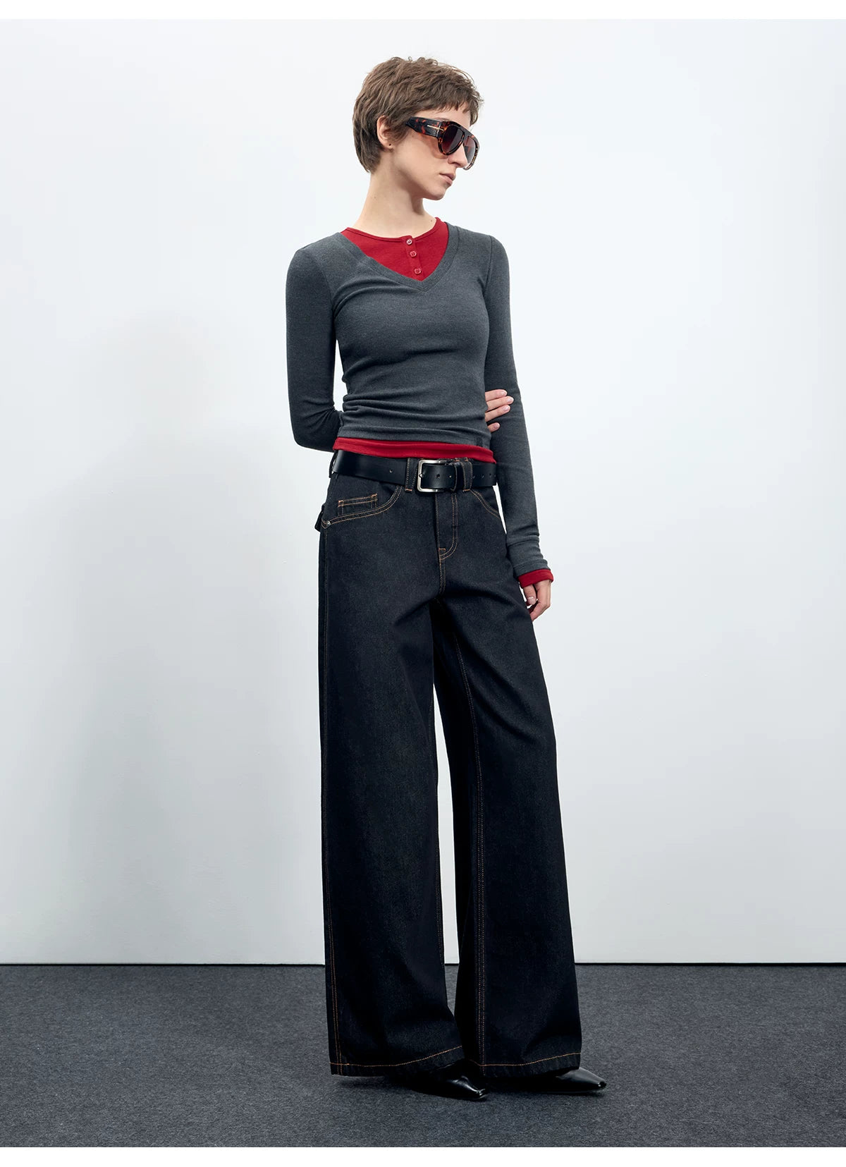 Denim Mid-Low Rise Straight-Leg Jeans