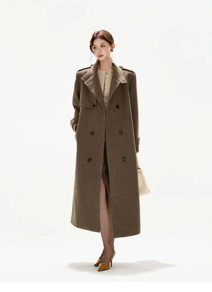 Statement Wide-Shoulder Wool-Blend Overcoat