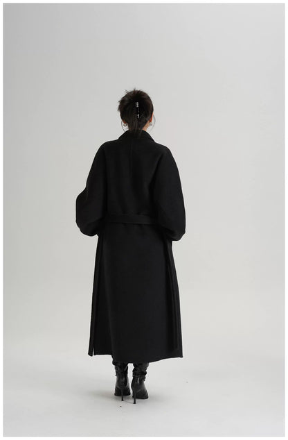 Tie-Belt Long Wool Coat