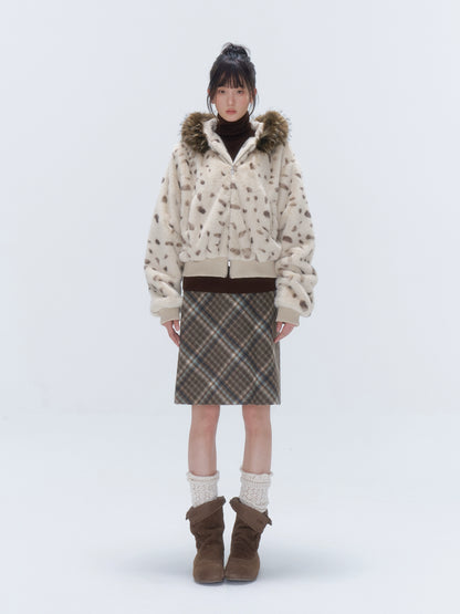 Vintage Plaid Wool-Blend Slim Midi Skirt