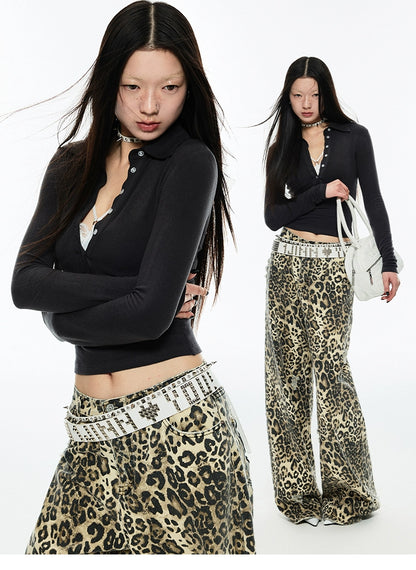 Leopard Print Straight-Leg Pants - CHINASQUAD