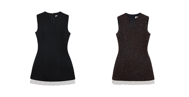 Ruffled Wool-Blend Sleeveless A-Line Dress - CHINASQUAD