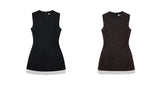 Ruffled Wool-Blend Sleeveless A-Line Dress - CHINASQUAD