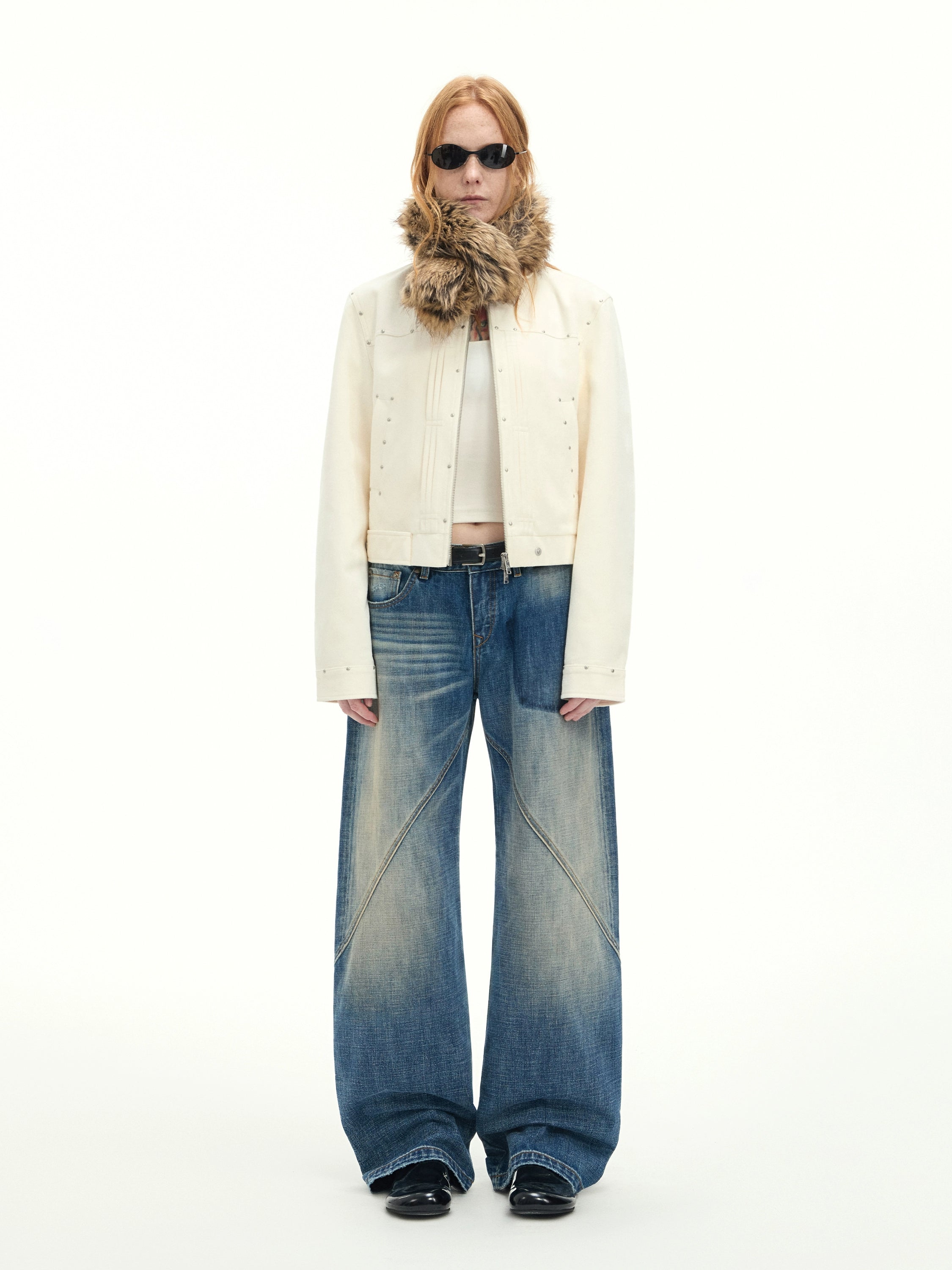 Vintage Washed Wide-Leg Denim Pants