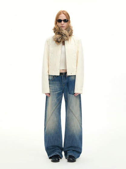 Vintage Washed Wide-Leg Denim Pants