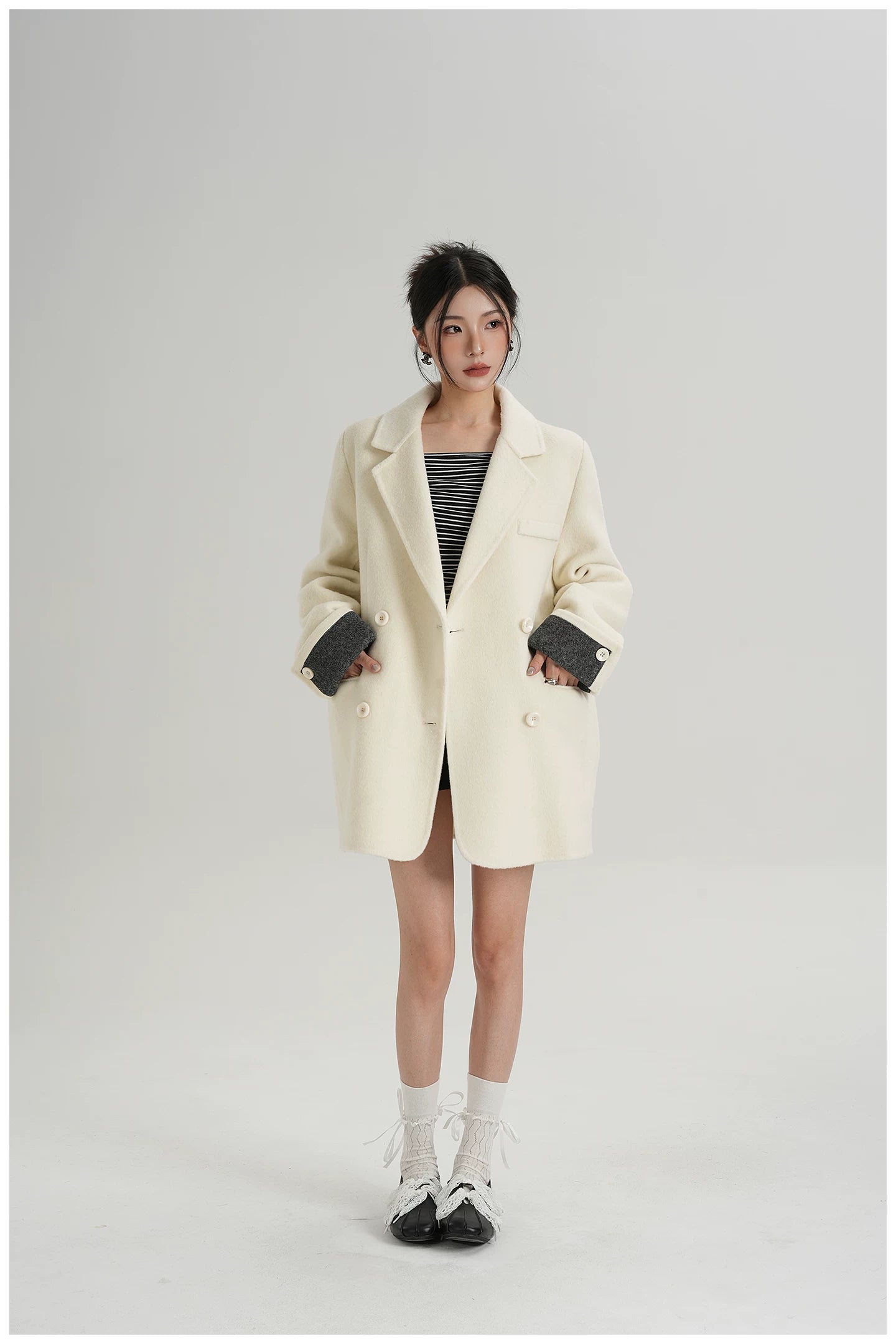 Mid-Length Double-Faced Wool Blazer