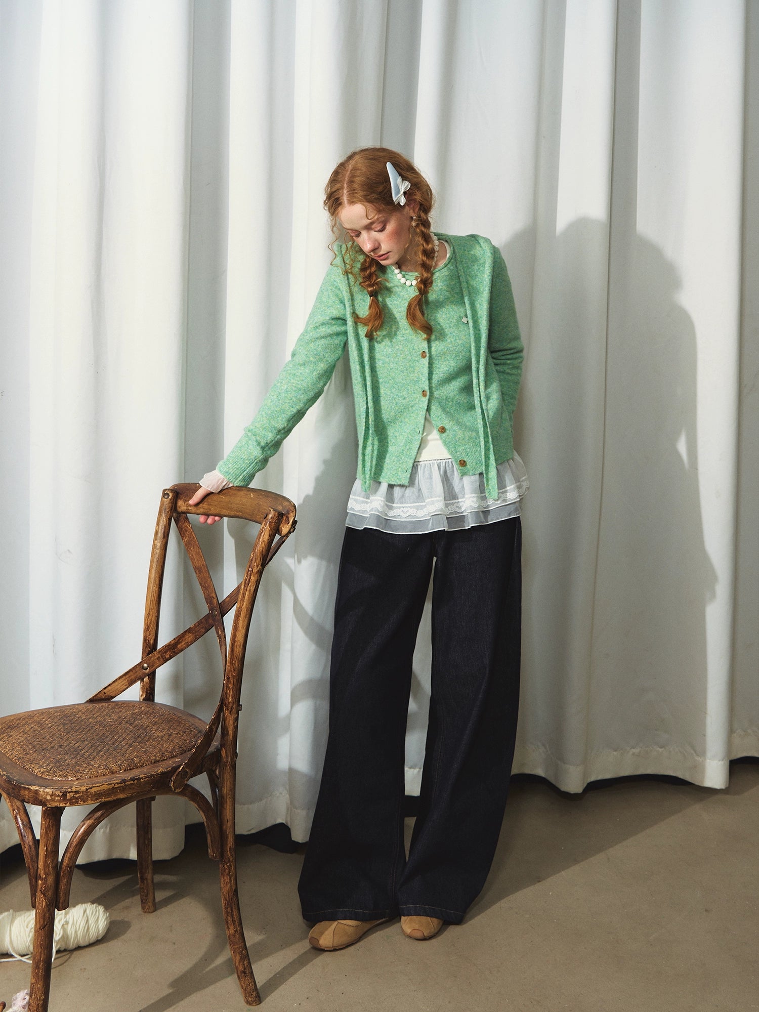 Hooded Shawl-Collar Knit Cardigan