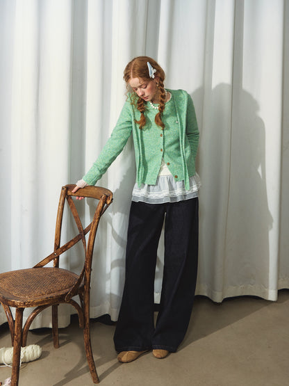 Hooded Shawl-Collar Knit Cardigan