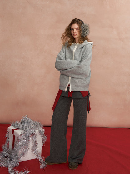 Detachable Scarf-Detail Flared Trousers