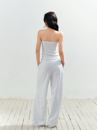 Contrast Waist Drawcord Wide-Leg Sweatpants
