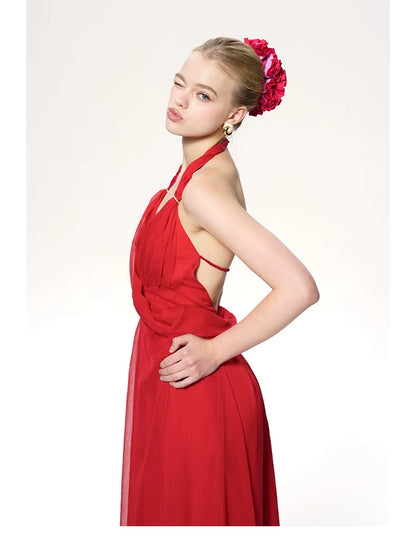 Halter Scarf-Tie Maxi Dress