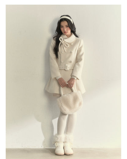 Wool Blend Double-Breasted Midi Coat