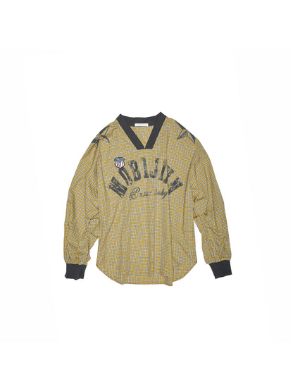 Vintage V-Neck Check Jersey Shirt - CHINASQUAD