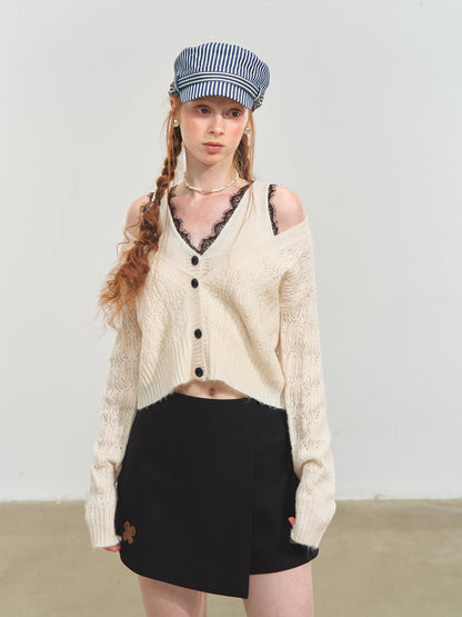 Lace V-Neck Layered Cardigan
