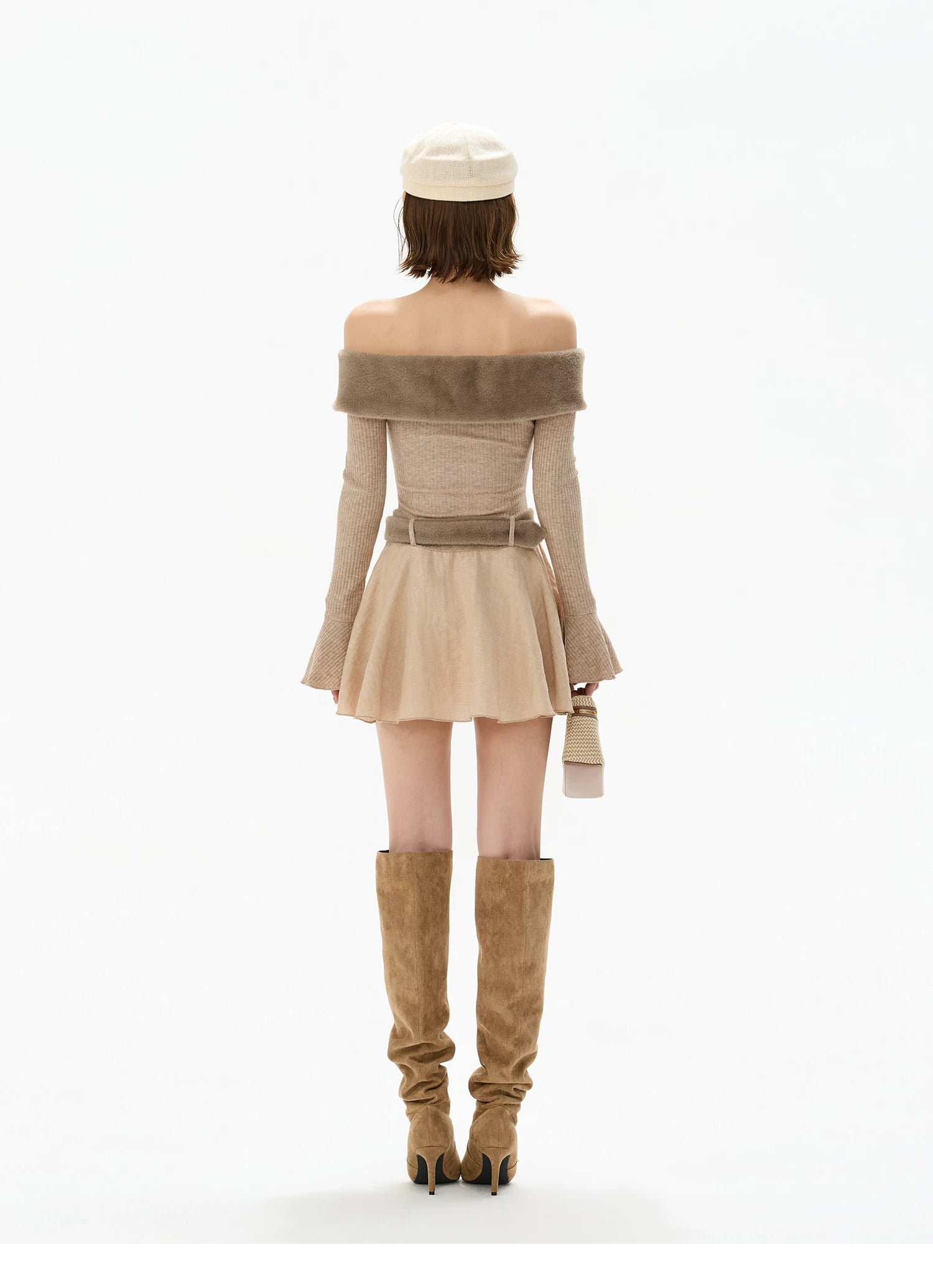 Mink Knit Off-Shoulder Dress