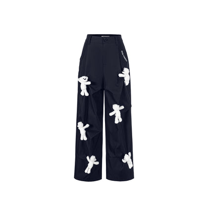 Multi-Bear Ruched Straight Cargo Pants