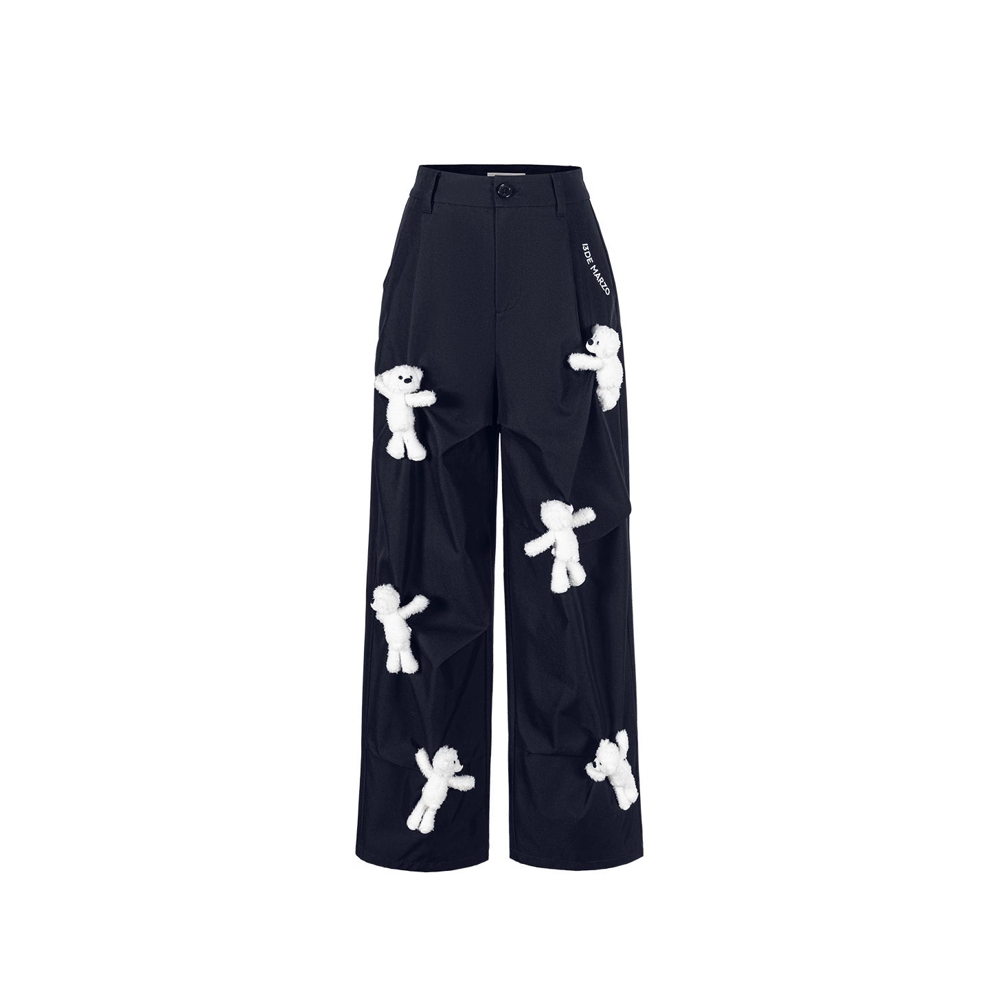 Multi-Doll Pleated Unisex Straight-Leg Pants