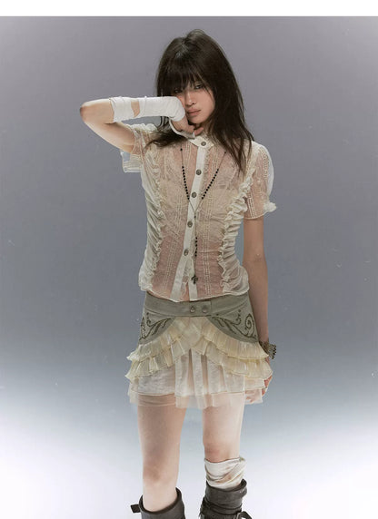 Vine Rivet Layered Skirt