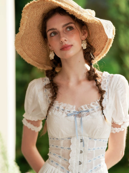 Beloved White Pages Corset Maxi Dress