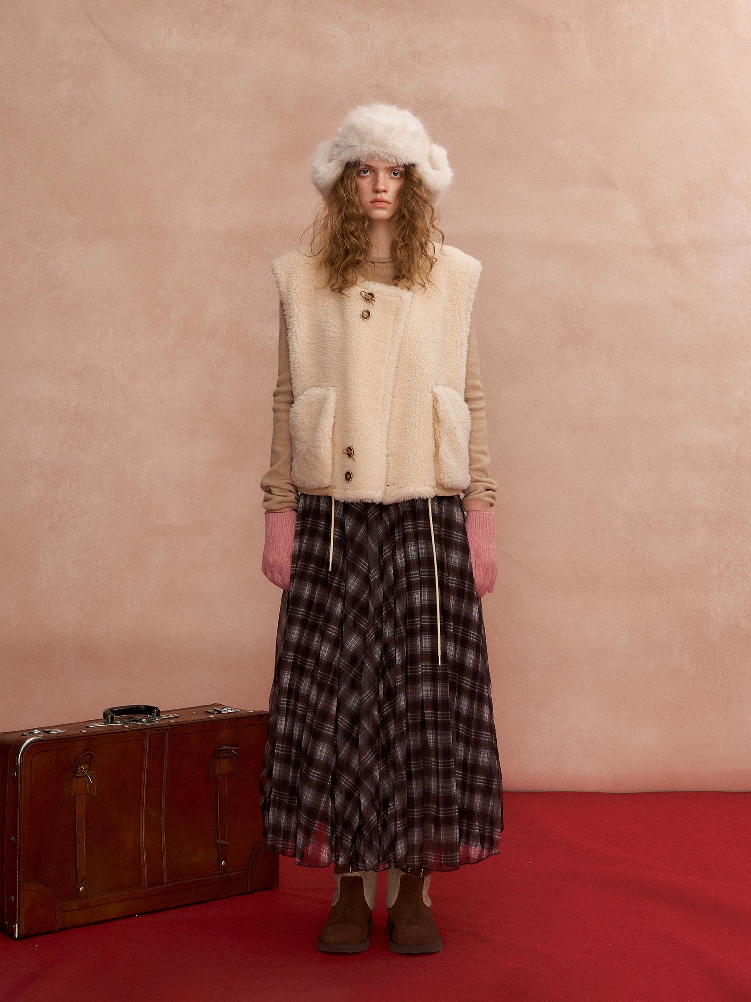 Contrast-Layered Long-Sleeve Knit Turtleneck