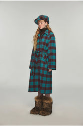 Plaid Classic  Belted Waist Woolen Overcoat - CHINASQUAD