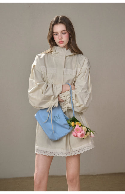 &quot;A Cup of Milk&quot; Relaxed Cotton Trench &amp; Skirt Set
