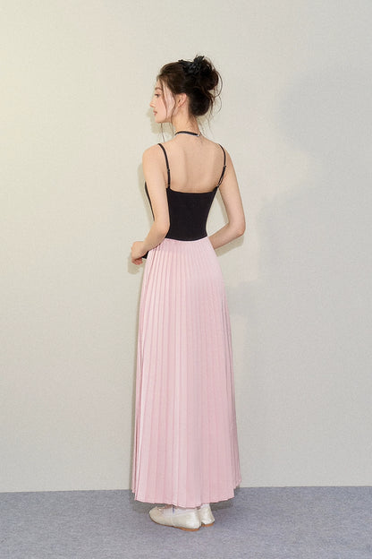 Black &amp; Pink Bow Tie Waist Strap Dress