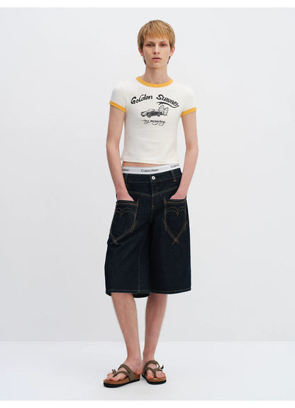 Color-Block Summer Fitted T-Shirt