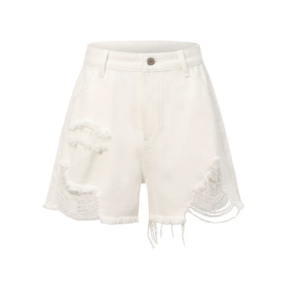 Raw-Hem A-Line Denim Shorts