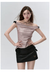 "I LOVE ME" Embroidered Rose Belt A-Line Mini Skirt - CHINASQUAD