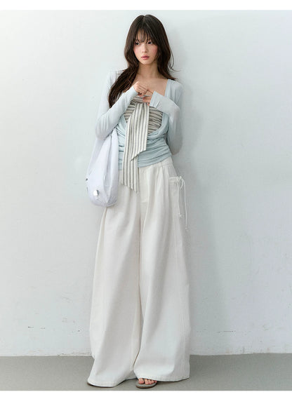 Lyocell Cotton Double-Waist Wide-Leg Pants