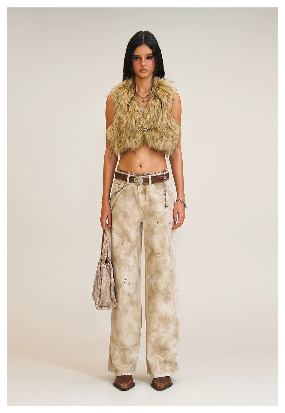 Wild Diamond Handcrafted Wide-Leg Denim Pants