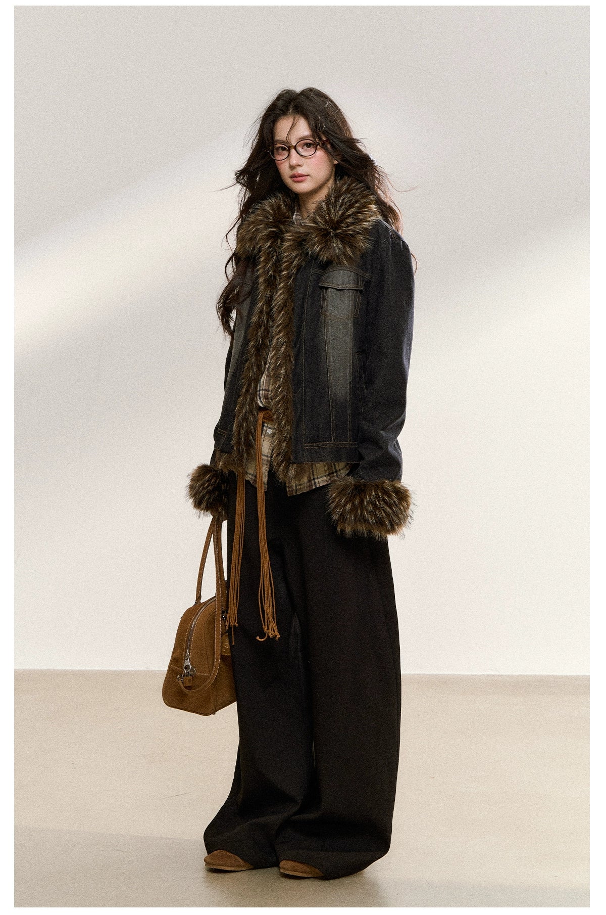 Faux Fur Trim Denim Jacket